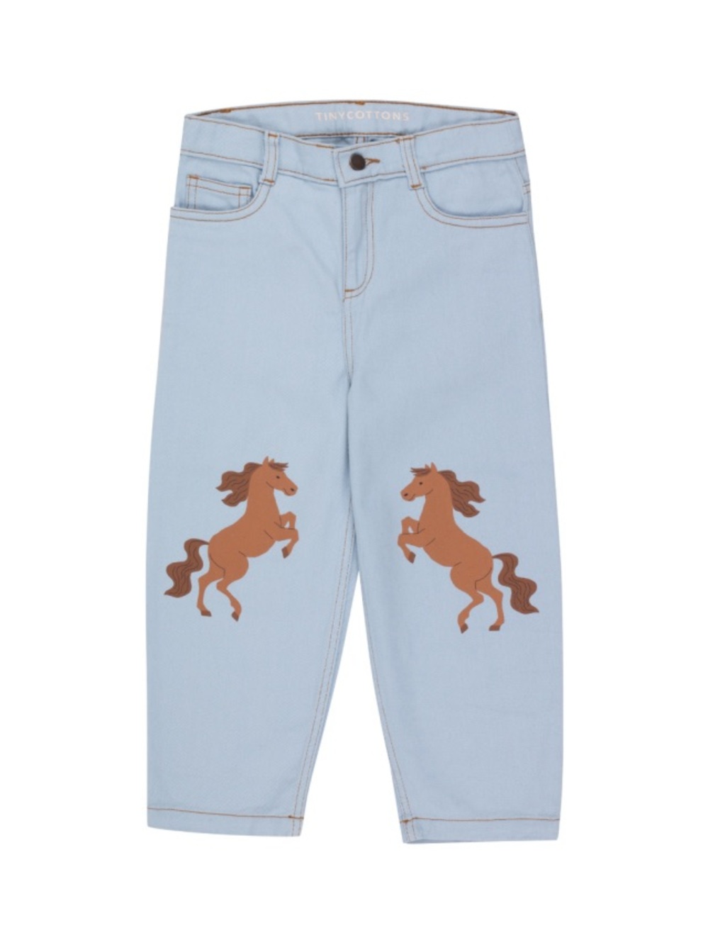 Tinycottons Light Blue Kids Denim Jeans with Horse Prints